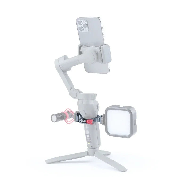 Suporte de extensão para estabilizador com adaptador de anel e base dupla cold shoe para DJI OM4 / Osmo Mobile 3, Suporte para DJI OM4