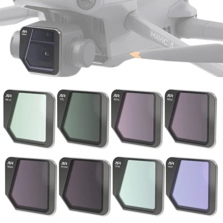Filtro de Lente JSR Drone 8 em 1 MCUV+CPL+ND16+32+64+1000+STAR+NIGHT para DJI Mavic 3, MCUV+CPL+ND16+32+64+1000+STAR+NIGHT
