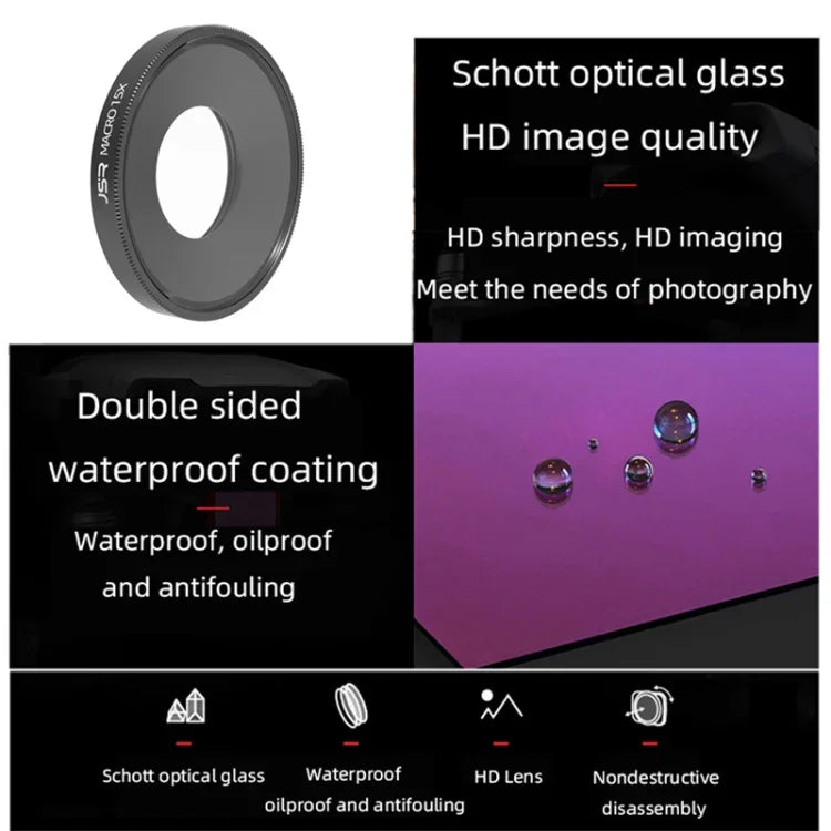 Filtro de Lente Macro 15X JSR para DJI Osmo Action 3, 15X Macro