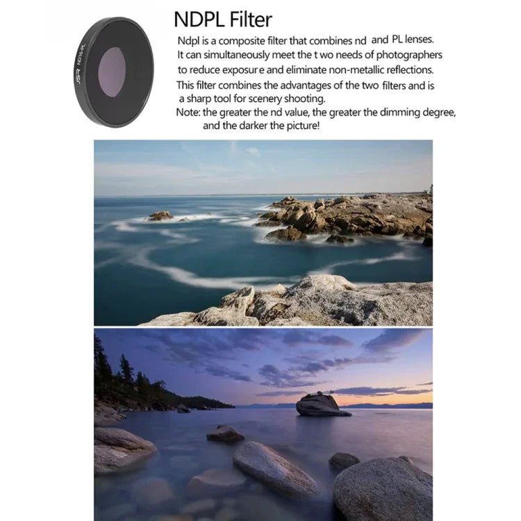 Filtro de Lente JSR 4 em 1 ND8PL / ND16PL / ND32PL / ND64 PL para DJI Osmo Action 3, 4 em 1 NDPL