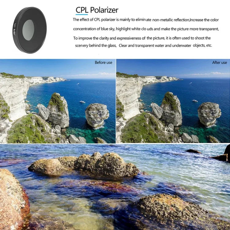 Filtro de Lente JSR 4 em 1 UV CPL ND16 ND32 para DJI Osmo Action 3, 4 em 1