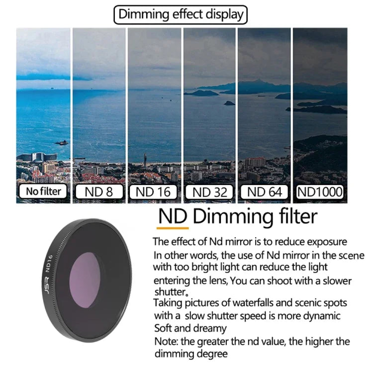 Filtro de Lente JSR 4 em 1 UV CPL ND16 ND32 para DJI Osmo Action 3, 4 em 1