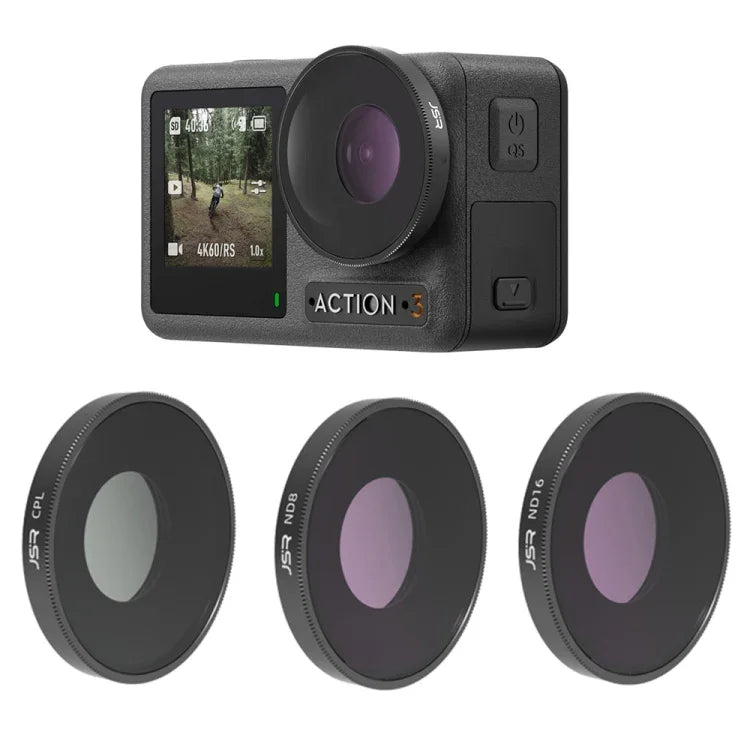 Filtro de Lente JSR 3 em 1 CPL ND8 ND16 para DJI Osmo Action 3, 3 em 1