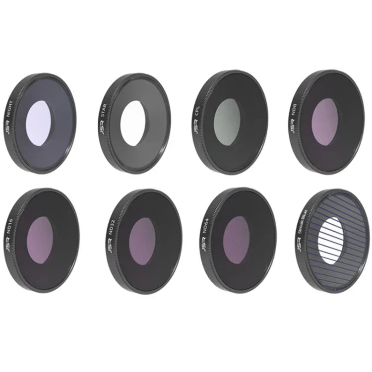 Filtro de Lente JSR 8 em 1 Streak Azul CPL ND8 ND16 ND32 ND64 STAR NIGHT para DJI Osmo Action 3, 8 em 1