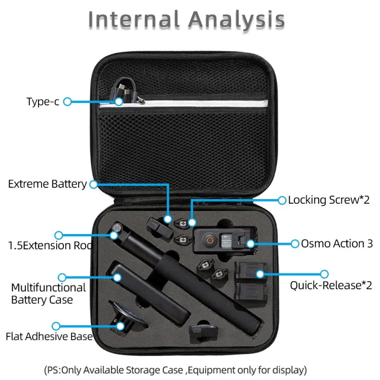 Bolsa de Transporte para DJI Osmo Action 3, Tamanho: 24 x 19 x 9cm, Para DJI Osmo Action 3  24 x 19 x 9cm, 24 x 19 x 9cm