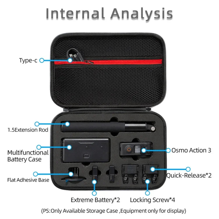 Bolsa de Transporte para DJI Osmo Action 3, Tamanho: 21.5 x 29.5 x 10cm, 21.5 x 29.5 x 10cm