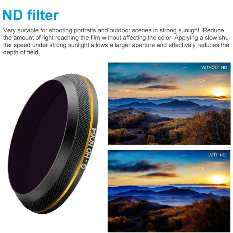 Filtro ND64 com Borda Dourada PGYTECH X4S-HD para DJI Inspire 2 / Câmera Gimbal X4S, ND64