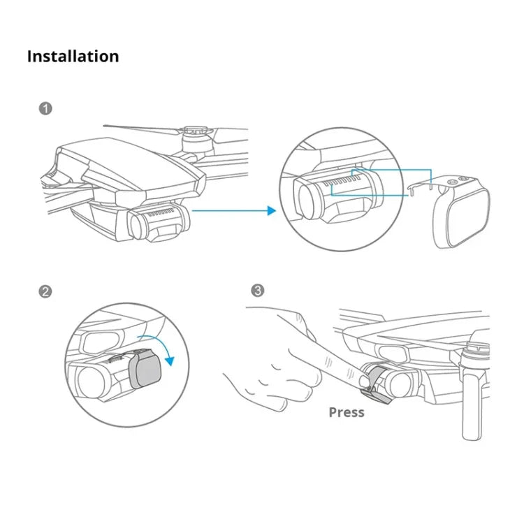 Conjunto de 4 Filtros ND8 / 16 / 32 / 64 para Lente com Dimerização PGYTECH P-12A-019 para DJI Mavic Mini, Filtros ND8 / 16 / 32 / 64
