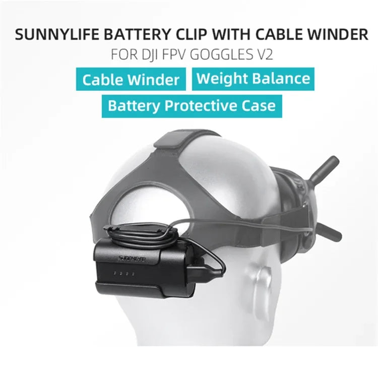 Suporte de Clipe de Bateria Sunnylife Organizador de Cabos Enrolador Capa Protetora para DJI FPV Goggles V2, Suporte de Bateria Sunnylife