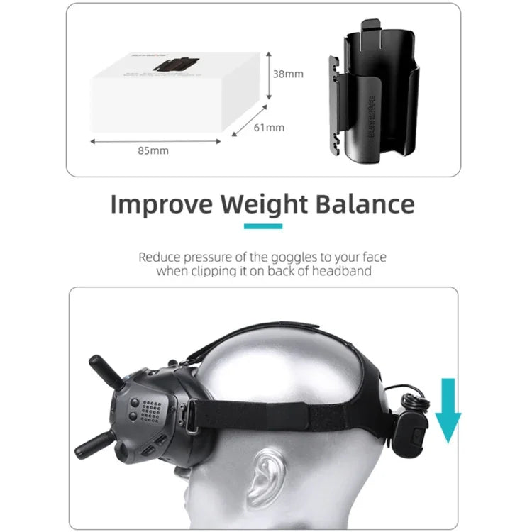 Suporte de Clipe de Bateria Sunnylife Organizador de Cabos Enrolador Capa Protetora para DJI FPV Goggles V2, Suporte de Bateria Sunnylife