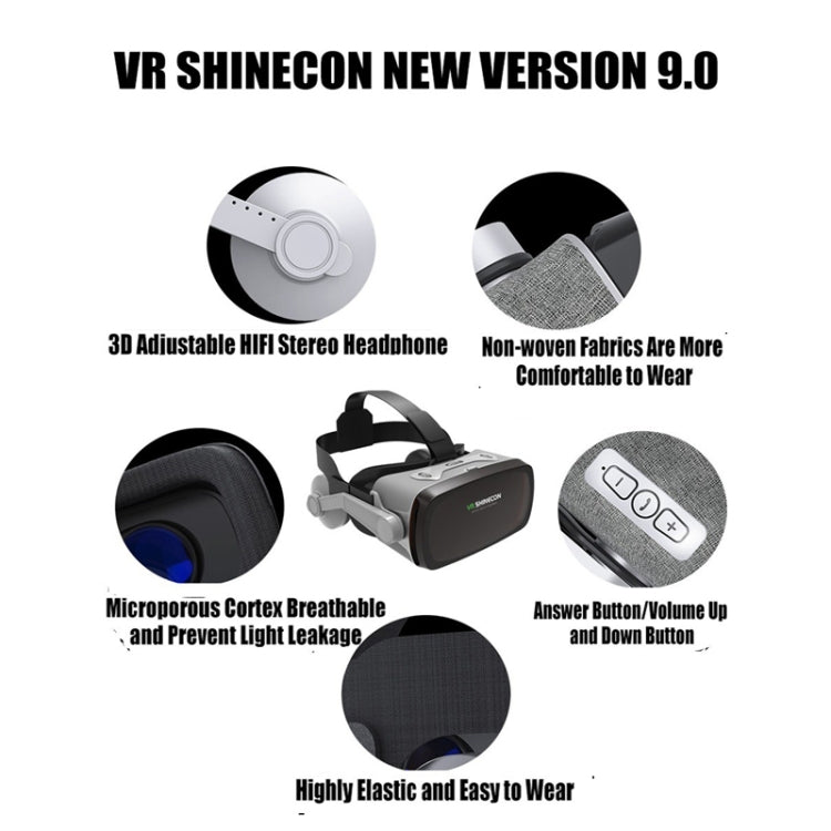 Óculos de Vídeo 3D de Realidade Virtual VR SHINECON G07E Adequados para Smartphone de 4,0 polegadas a 6,3 polegadas