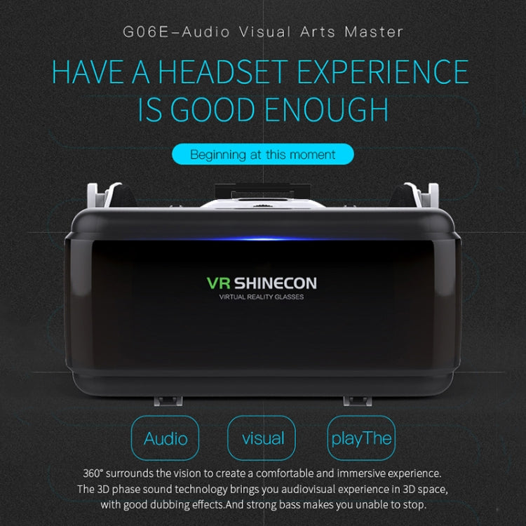 Óculos de Vídeo 3D de Realidade Virtual VR SHINECON G06E Adequados para Smartphone de 4,7 polegadas a 6,1 polegadas com Auscultadores, G06E