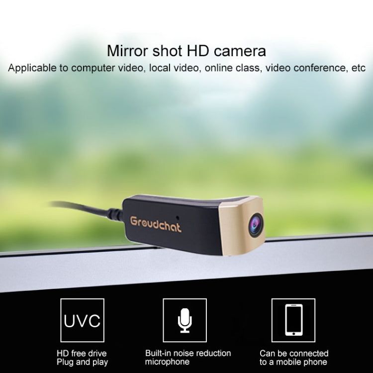 Câmara Inteligente Groudchat JP1DV1 1080P HD USB para Telemóvel com Microfone Incorporado com Absorção de Som e Redução de Ruído para Óculos, Pernas