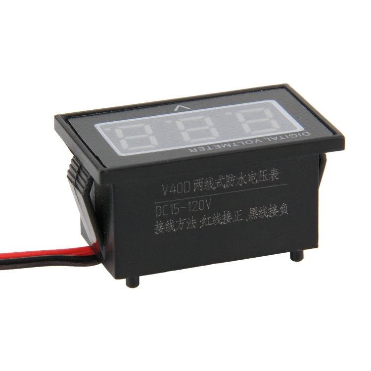 Medidor Digital de Voltagem Mini Impermeável IPX4 com Display de Luz Vermelha V40D 2 Fios, Medição de Voltagem: DC 15-120V, DT0001G, DT0001L, DT0001R