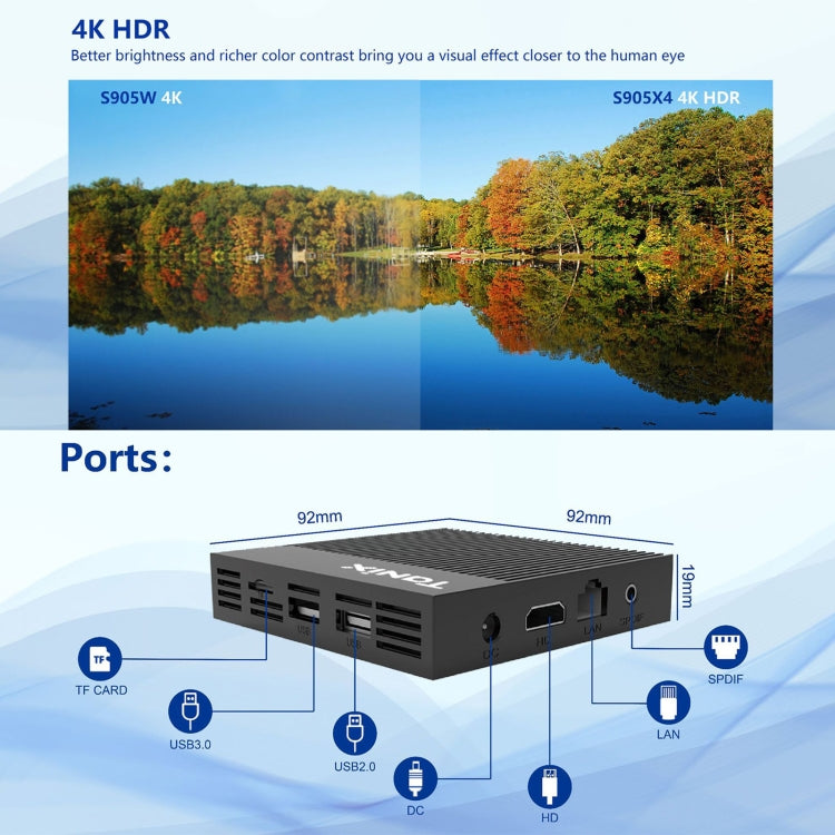 Tanix X4 Caixa TV Inteligente Android 11, Amlogic S905X4 Quad Core, 4GB+32GB, WiFi Duplo, BT, 4GB+32GB