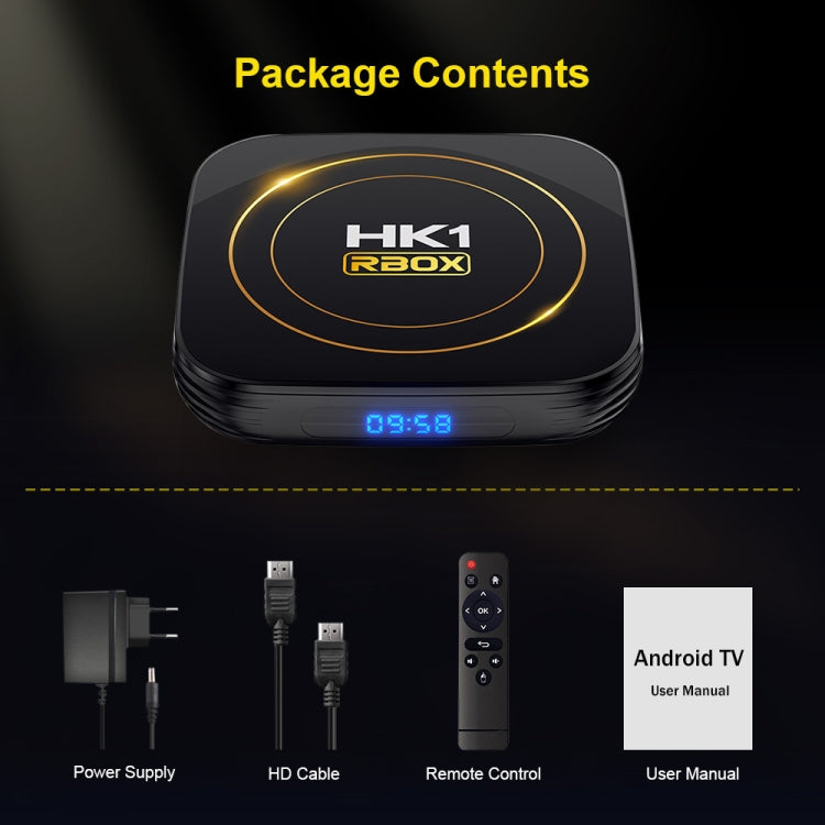 HK1 RBOX-H8S 4K Ultra HD Android 12.0 Smart TV Box com Comando à Distância, Allwinner H618 Quad-Core, 4GB+64GB, 4GB+64GB