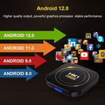 HK1 RBOX-H8S 4K Ultra HD Android 12.0 Smart TV Box com Comando à Distância, Allwinner H618 Quad-Core, 4GB+64GB, 4GB+64GB
