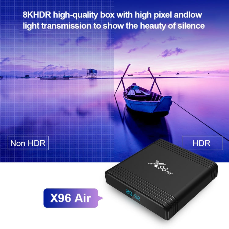 X96 Air 8K Smart TV BOX Android 9.0 Media Player com Comando à Distância, Quad-core Amlogic S905X3, RAM: 4GB, ROM: 32GB, WiFi Dual Band, Bluetooth, Ficha AU, 4GB+32GB