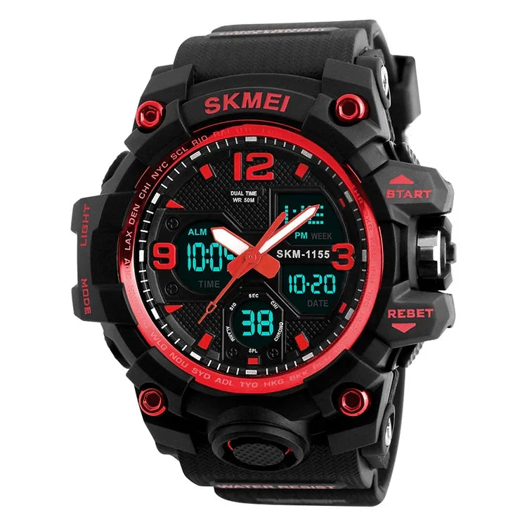 Relógio de Pulso Masculino SKMEI 1155B Multifuncional para Desporto ao Ar Livre, Noctilucente, Impermeável, com Mostrador Grande