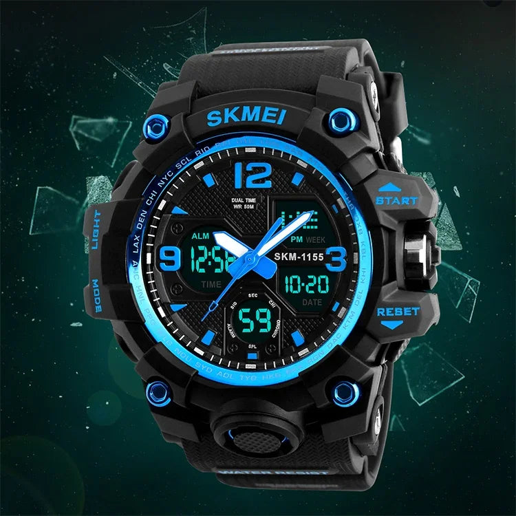 Relógio de Pulso Masculino SKMEI 1155B Multifuncional para Desporto ao Ar Livre, Noctilucente, Impermeável, com Mostrador Grande