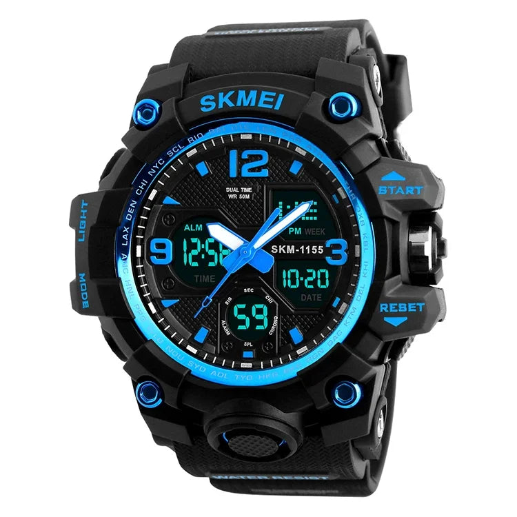 Relógio de Pulso Masculino SKMEI 1155B Multifuncional para Desporto ao Ar Livre, Noctilucente, Impermeável, com Mostrador Grande