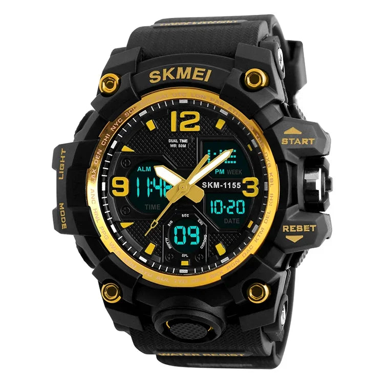 Relógio de Pulso Masculino SKMEI 1155B Multifuncional para Desporto ao Ar Livre, Noctilucente, Impermeável, com Mostrador Grande
