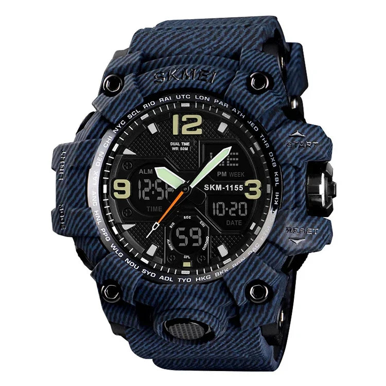 Relógio de Pulso Masculino SKMEI 1155B Multifuncional para Desporto ao Ar Livre, Noctilucente, Impermeável, com Mostrador Grande
