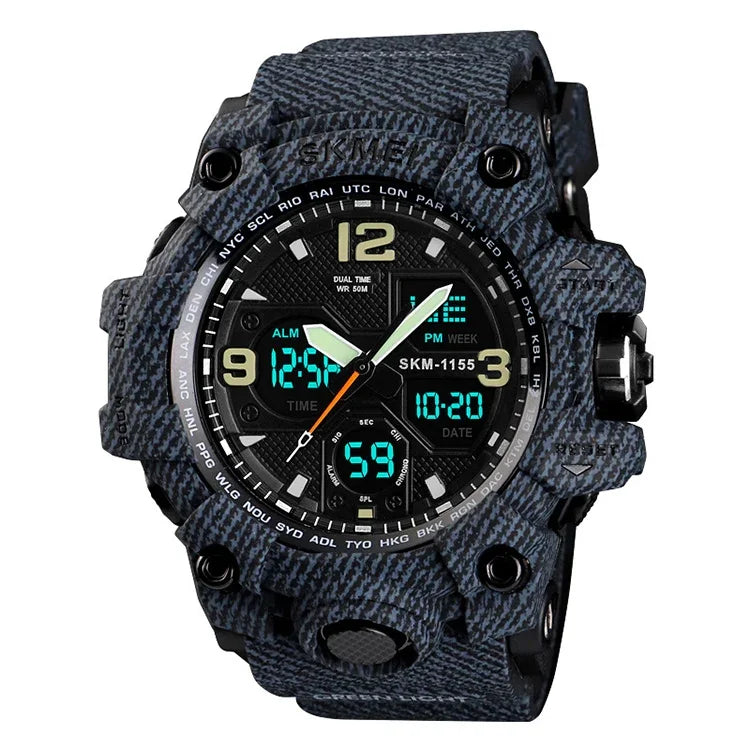 Relógio de Pulso Masculino SKMEI 1155B Multifuncional para Desporto ao Ar Livre, Noctilucente, Impermeável, com Mostrador Grande