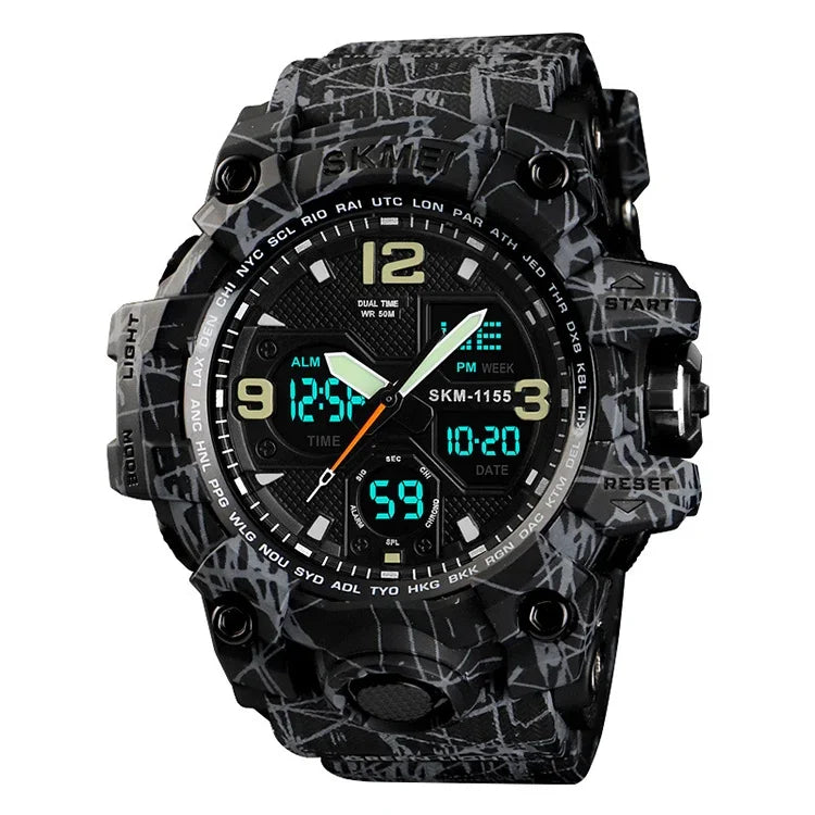 Relógio de Pulso Masculino SKMEI 1155B Multifuncional para Desporto ao Ar Livre, Noctilucente, Impermeável, com Mostrador Grande