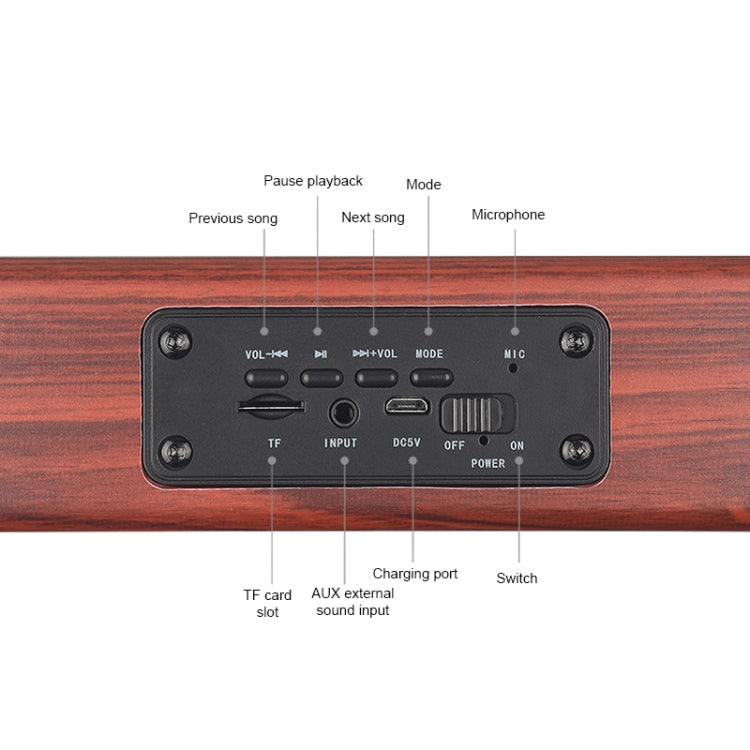 Coluna Bluetooth 4.2 Portátil de Madeira D10, D10 (Textura Madeira Vermelha)