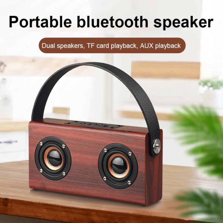 Coluna Bluetooth 4.2 Portátil de Madeira D10, D10 (Textura Madeira Vermelha)