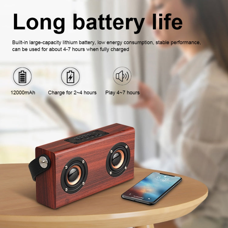 Coluna Bluetooth 4.2 Portátil de Madeira D10, D10 (Textura Madeira Vermelha)