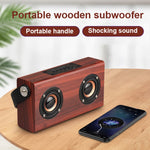 Coluna Bluetooth 4.2 Portátil de Madeira D10, D10 (Textura Madeira Vermelha)