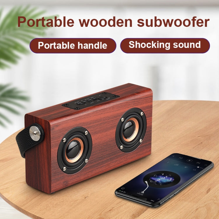 Coluna Bluetooth 4.2 Portátil de Madeira D10, D10 (Textura Madeira Vermelha)