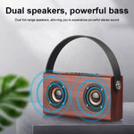 Coluna Bluetooth 4.2 Portátil de Madeira D10, D10 (Textura Madeira Vermelha)