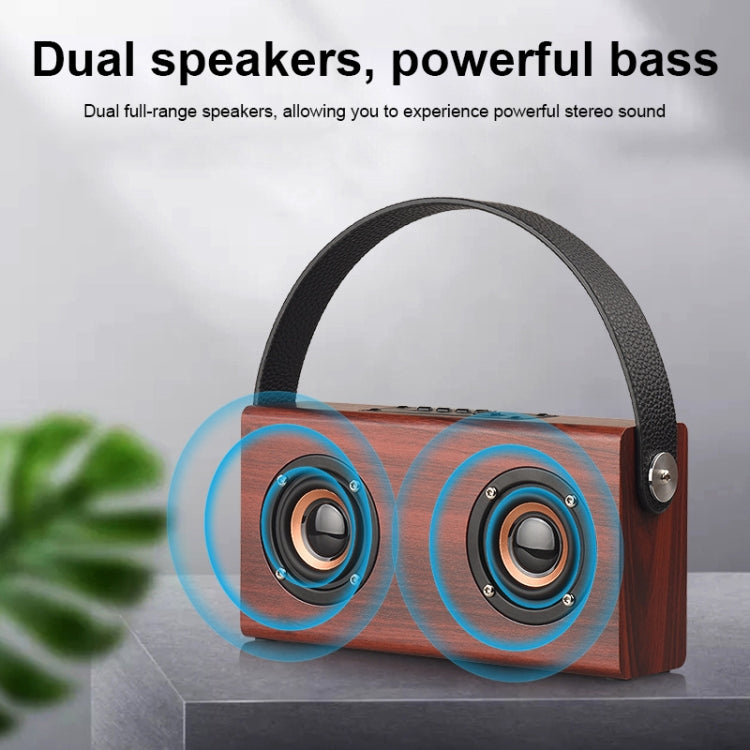 Coluna Bluetooth 4.2 Portátil de Madeira D10, D10 (Textura Madeira Vermelha)