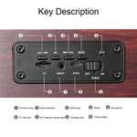 Coluna Bluetooth 4.2 Clássica de Madeira com Duas Trompas Q8, Q8 (Textura Madeira Vermelha), Q8 (Textura Nogueira)