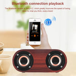 Coluna Bluetooth 4.2 Clássica de Madeira com Duas Trompas Q8, Q8 (Textura Madeira Vermelha), Q8 (Textura Nogueira)