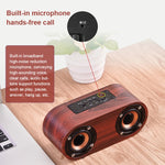 Coluna Bluetooth 4.2 Clássica de Madeira com Duas Trompas Q8, Q8 (Textura Madeira Vermelha), Q8 (Textura Nogueira)