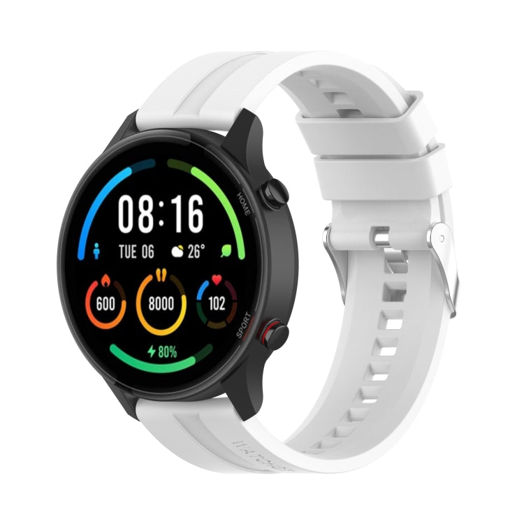 Silicone Replacement Strap Watchband with Silver Steel Buckle, For Xiaomi Watch Color Sport, For TicWatch Pro 3