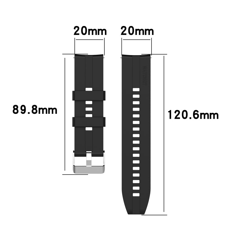 For Huawei Watch GT 2 42mm Silicone Replacement Wrist Strap Watchband, with Black Buckle, with Silver Buckle