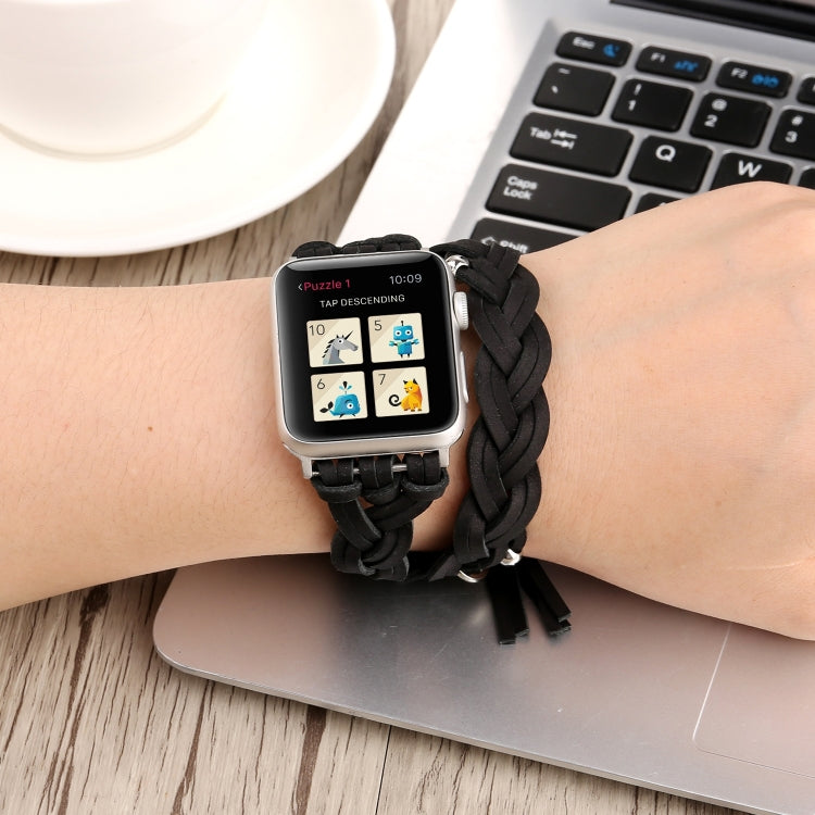 Correia de relógio em pele trançada à mão para Apple Watch Series 6 & SE & 5 & 4 44mm / 3 & 2 & 1 42mm, Para Apple Watch Ultra 49mm / Series 8&7 45mm / SE 2&6&SE&5&4 44mm / 3&2&1 42mm, Para Apple Watch Series 7 45mm / 6 & SE & 5 & 4 44mm / 3 & 2 & 1 42mm
