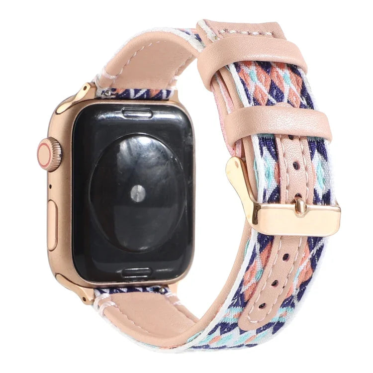 Correia de relógio em pele étnica para Apple Watch Series 6 & SE & 5 & 4 44mm / 3 & 2 & 1 42mm, Para Apple Watch Series 7 45mm / 6 & SE & 5 & 4 44mm / 3 & 2 & 1 42mm