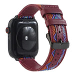 Correia de relógio em pele étnica para Apple Watch Series 6 & SE & 5 & 4 44mm / 3 & 2 & 1 42mm, Para Apple Watch Series 7 45mm / 6 & SE & 5 & 4 44mm / 3 & 2 & 1 42mm