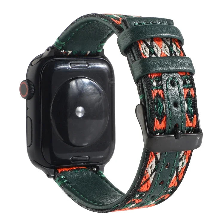 Correia de relógio em pele étnica para Apple Watch Series 6 & SE & 5 & 4 44mm / 3 & 2 & 1 42mm, Para Apple Watch Series 7 45mm / 6 & SE & 5 & 4 44mm / 3 & 2 & 1 42mm