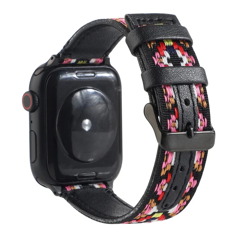 Correia de relógio em pele étnica para Apple Watch Series 6 & SE & 5 & 4 44mm / 3 & 2 & 1 42mm, Para Apple Watch Series 7 45mm / 6 & SE & 5 & 4 44mm / 3 & 2 & 1 42mm
