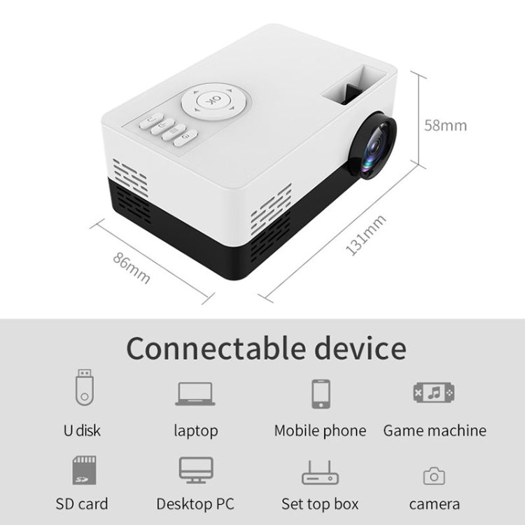 Projetor LED doméstico mini J15 1920 x 1080P HD com suporte para tripé, AV / HDMI x 1 / USB x1 / TF x 1, ficha UE, ficha EUA, ficha Reino Unido, ficha AU