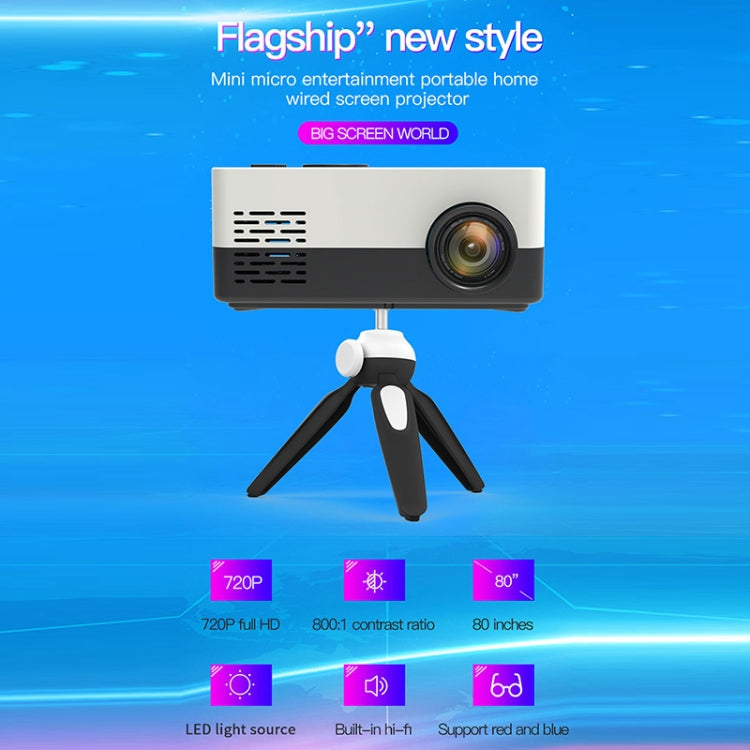Projetor LED doméstico mini J15 1920 x 1080P HD com suporte para tripé, AV / HDMI x 1 / USB x1 / TF x 1, ficha UE, ficha EUA, ficha Reino Unido, ficha AU