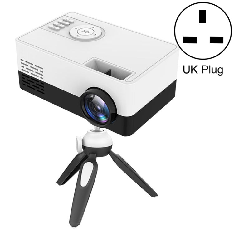 Projetor LED doméstico mini J15 1920 x 1080P HD com suporte para tripé, AV / HDMI x 1 / USB x1 / TF x 1, ficha UE, ficha EUA, ficha Reino Unido, ficha AU