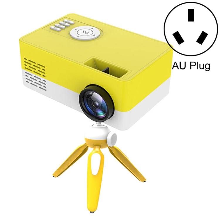 Projetor LED doméstico mini J15 1920 x 1080P HD com suporte para tripé, AV / HDMI x 1 / USB x1 / TF x 1, ficha UE, ficha EUA, ficha Reino Unido, ficha AU